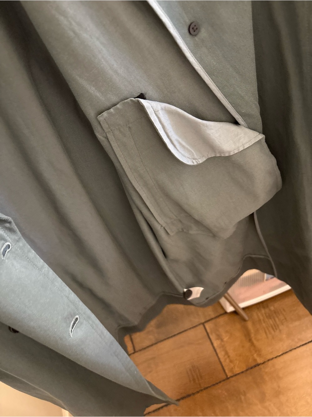 Everlane Dusty Green Double-Breasted Trench Coat with Belt - Picture 9 of 12